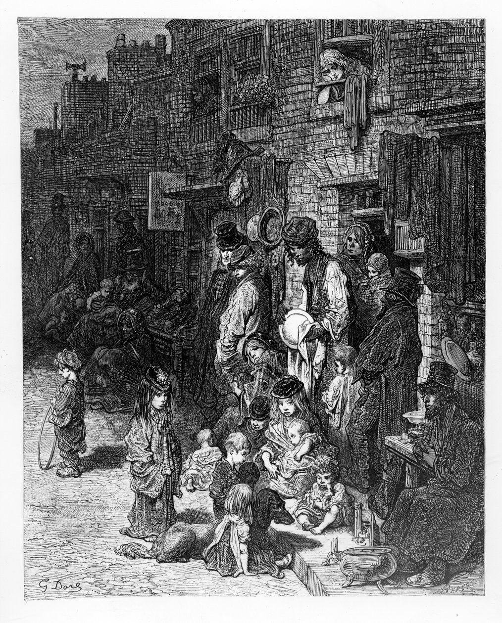 Wentworth Street, Whitechapel, William Blanchard Jerrold „London, egy zarándoklat” című művéből, 1872 alkotó: Gustave Dore