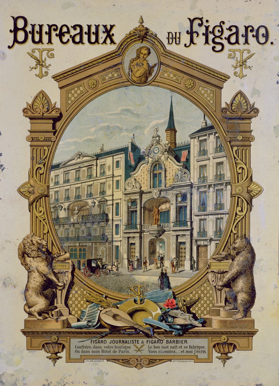 A párizsi Le Figaro újságot hirdető plakát, 1880 körül alkotó: Gustave Grimoin