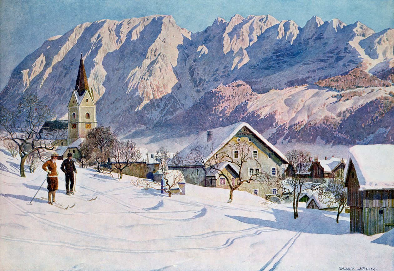 Mitterndorf Ausztriában, eredeti akvarell után alkotó: Gustav Jahn