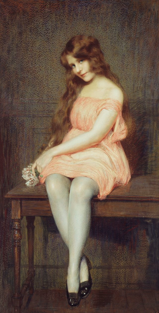 Fiatal lány piros ruhában alkotó: Gustave Brisgand