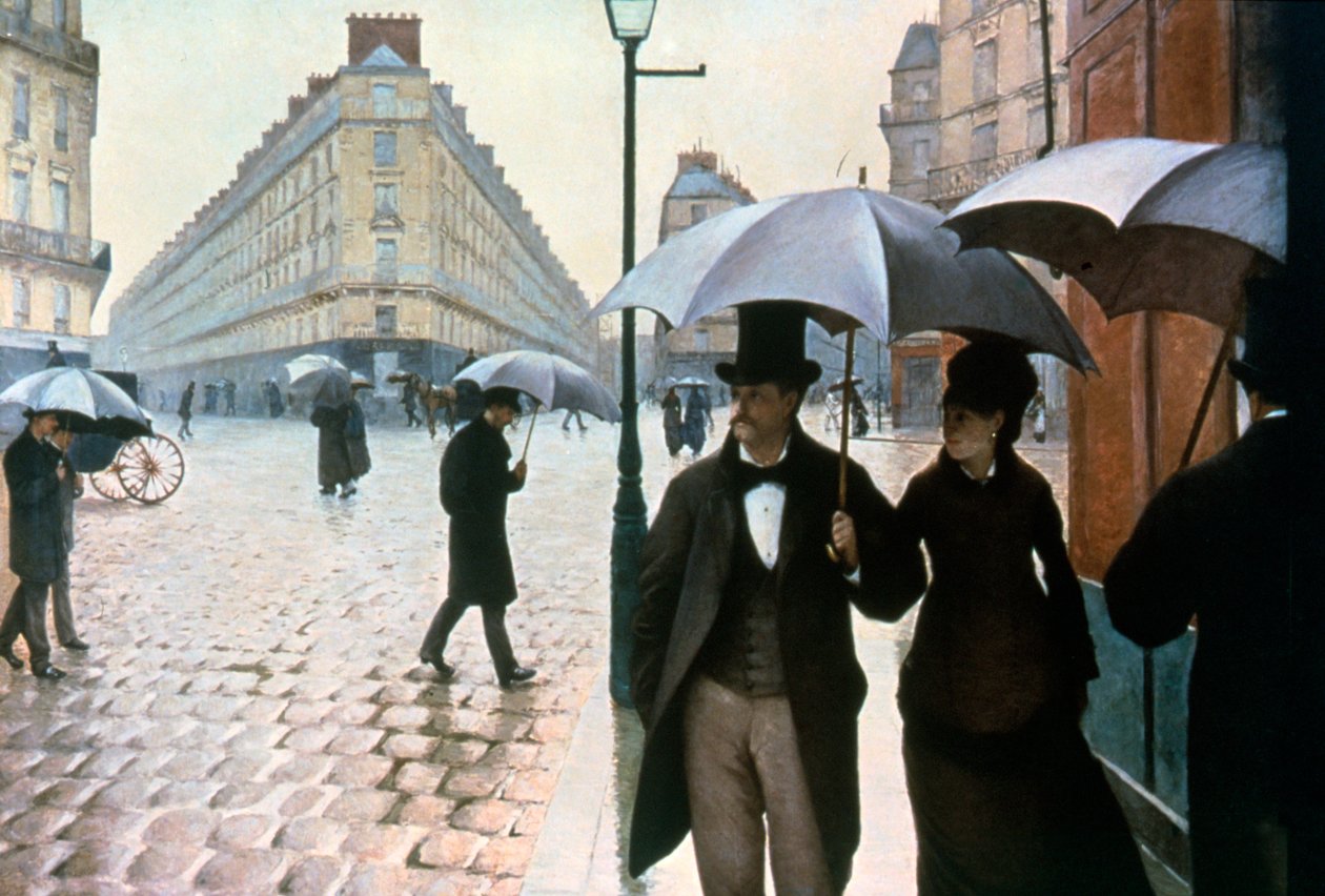 "Párizsi utca esős időben", 1877. alkotó: Gustave Caillebotte