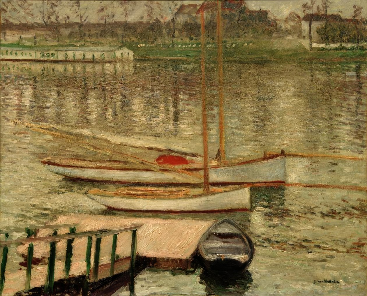 A Szajnán horgonyzó vitorlások alkotó: Gustave Caillebotte