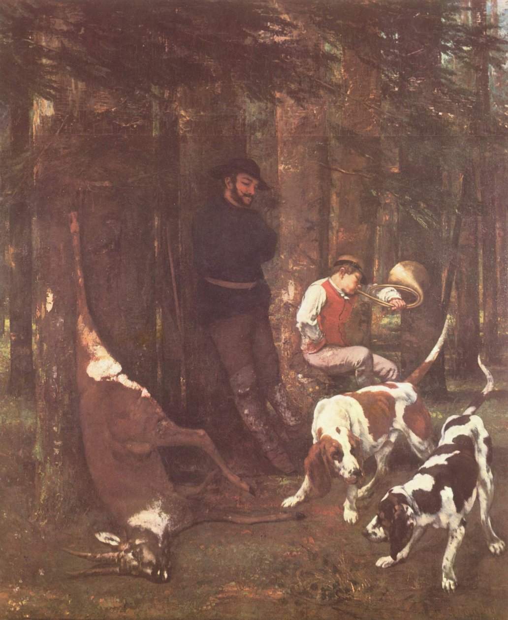 A zsákmány (vadászat kutyákkal) alkotó: Gustave Courbet