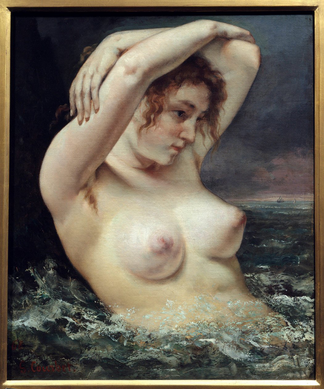 Nő a hullámon alkotó: Gustave Courbet