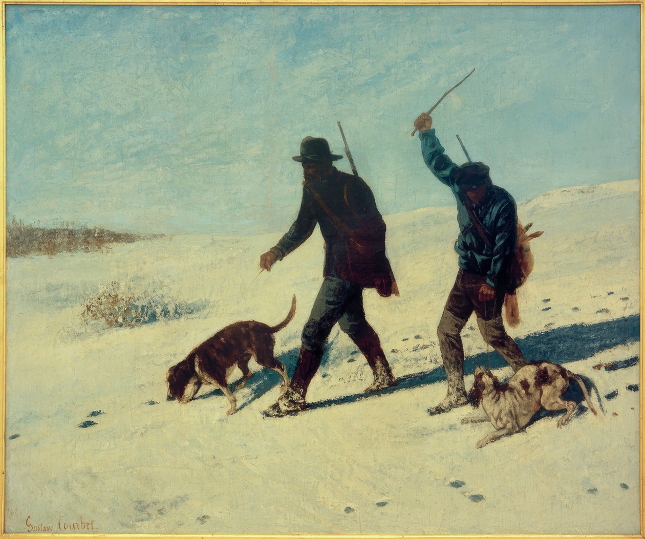 Orvvadászok a hóban alkotó: Gustave Courbet