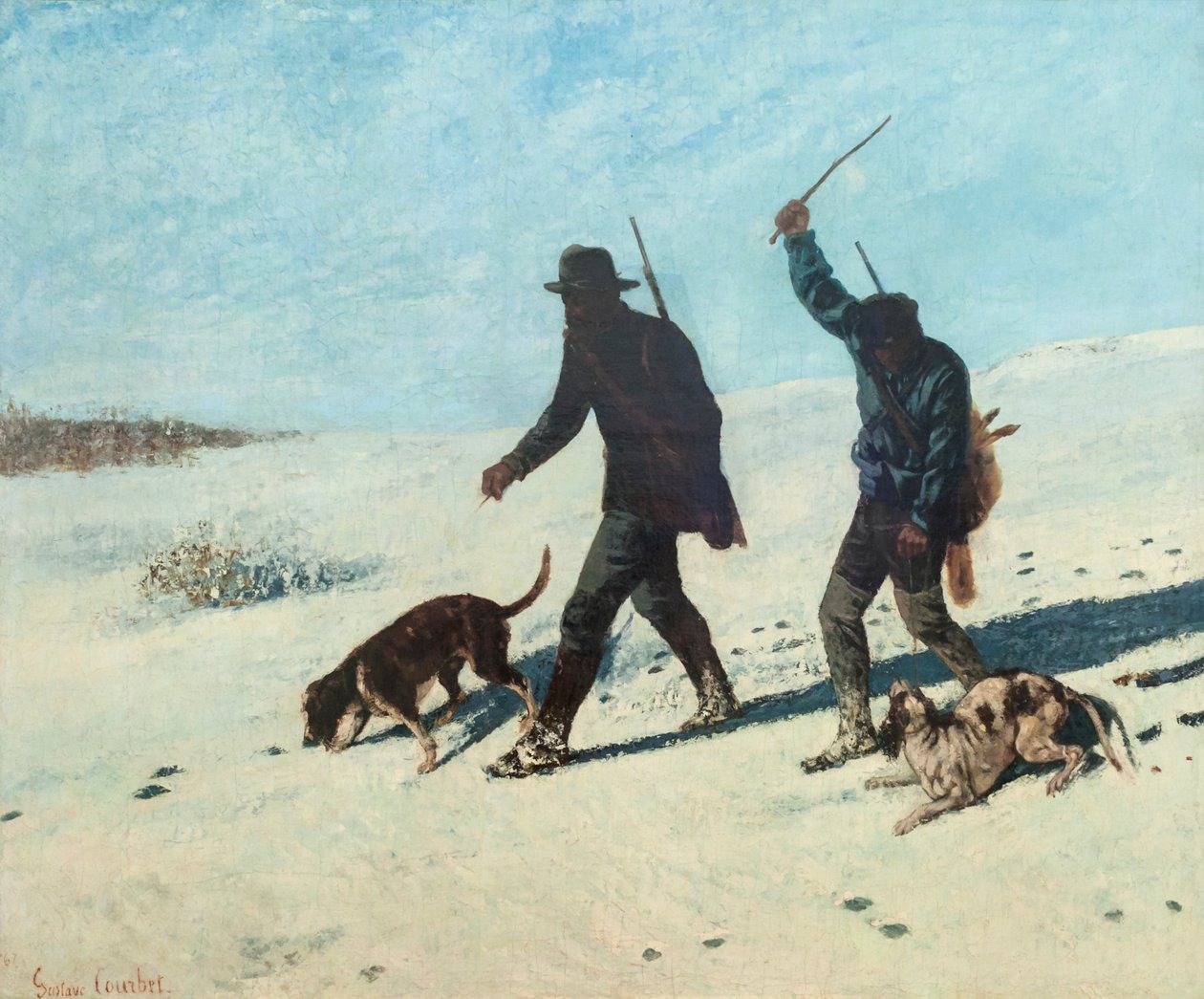 Orvvadászok a hóban alkotó: Gustave Courbet