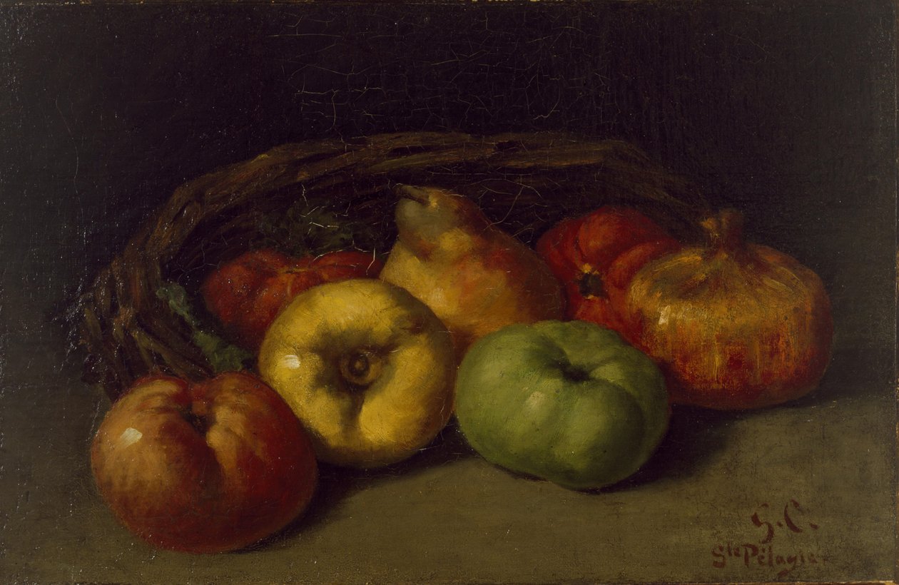 Csendélet almával, körtével és gránátalmával alkotó: Gustave Courbet