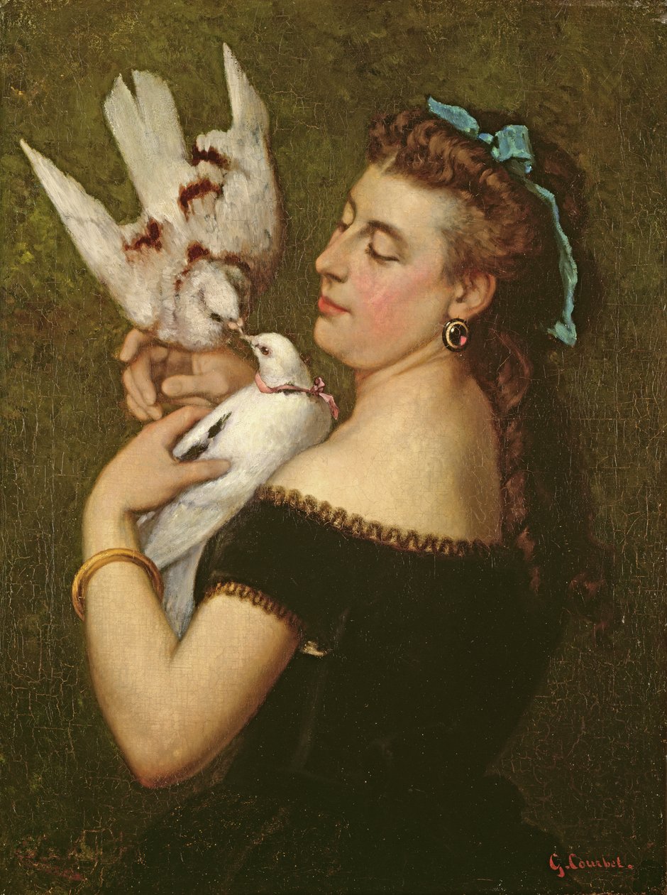 Nő galambokkal alkotó: Gustave Courbet
