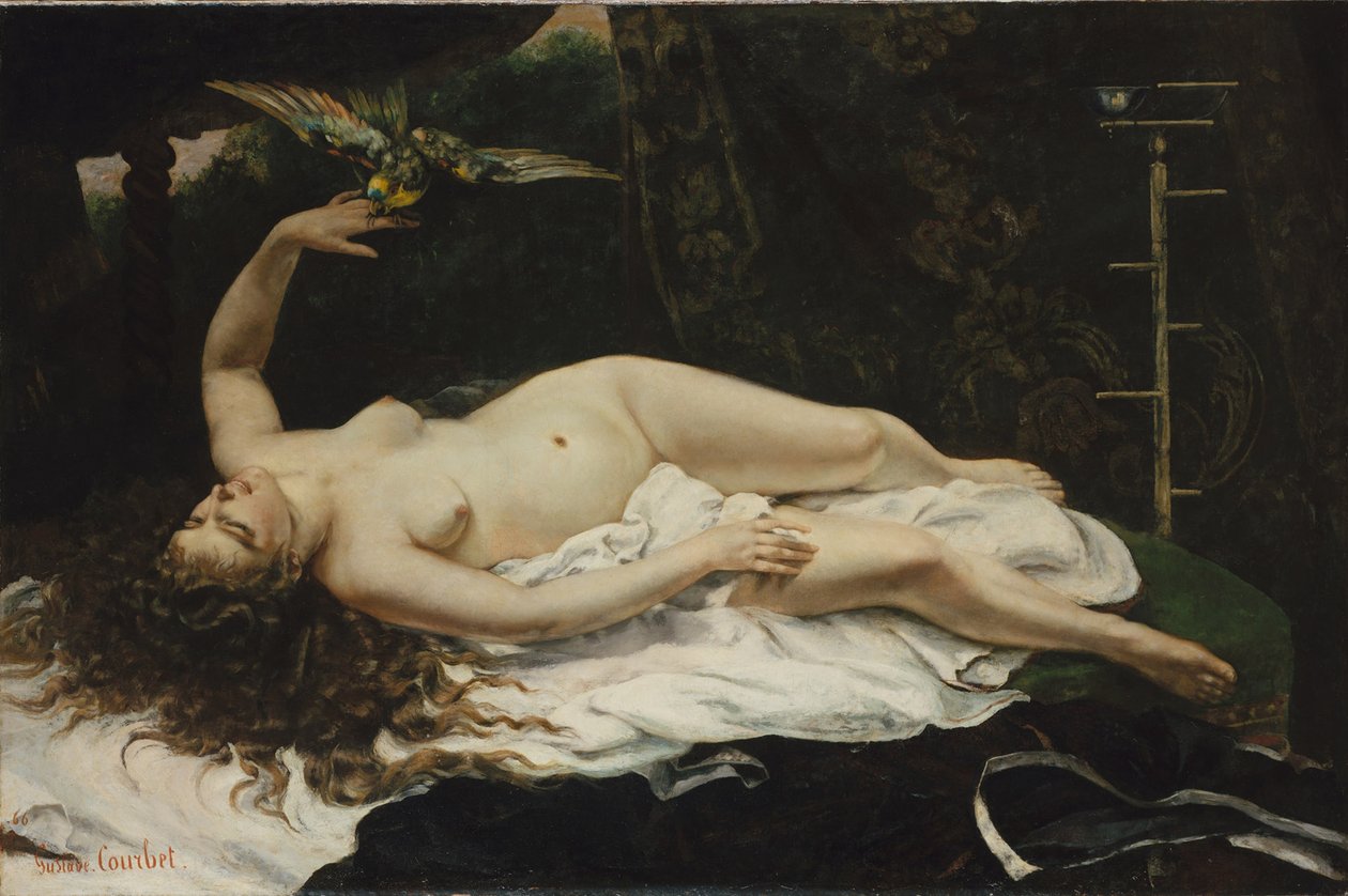 Nő egy papagájjal alkotó: Gustave Courbet