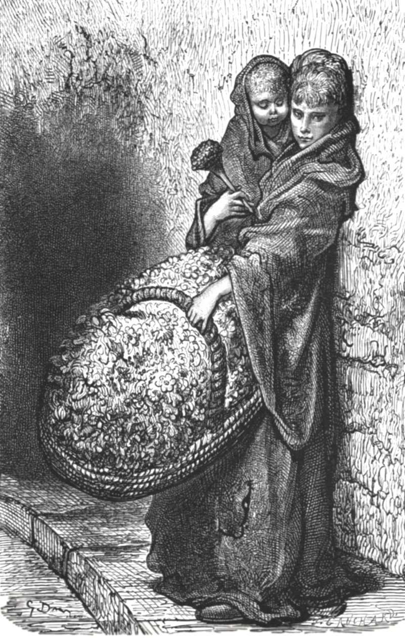 "Egy viráglány", 1872. alkotó: Gustave Dore