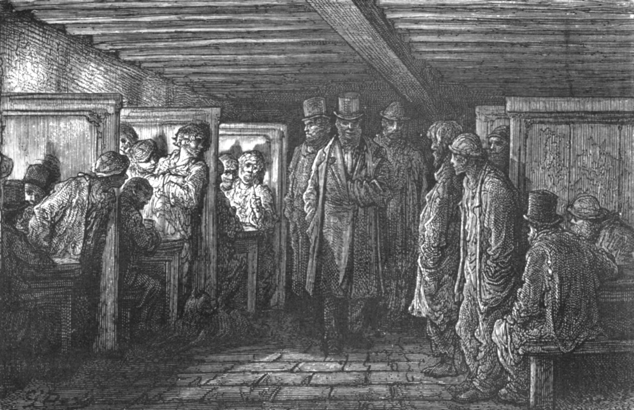 "A Whitechapel kávéház", 1872. alkotó: Gustave Dore