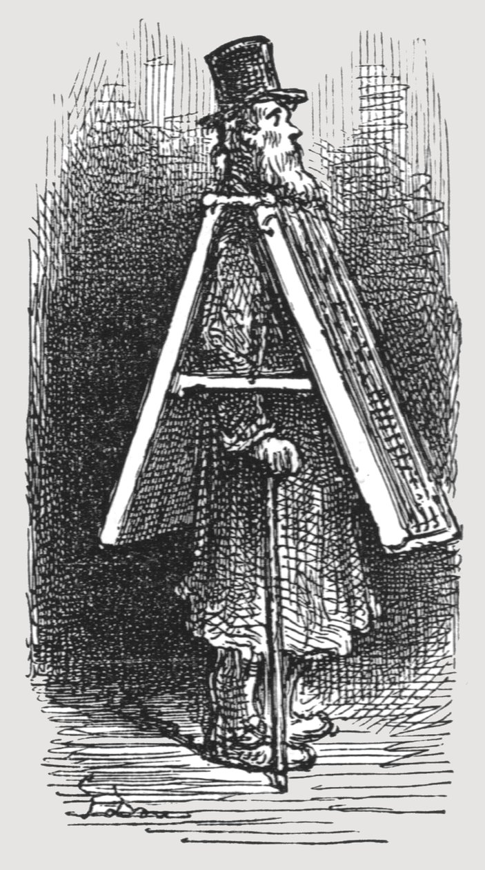 „Reklámtábla – Férfi”, 1872. alkotó: Gustave Dore