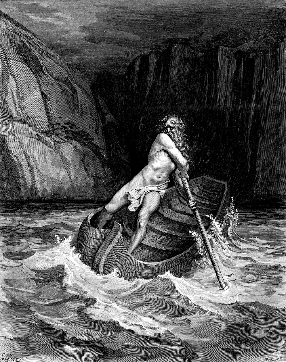 Charon érkezése, 1857. alkotó: Gustave Dore
