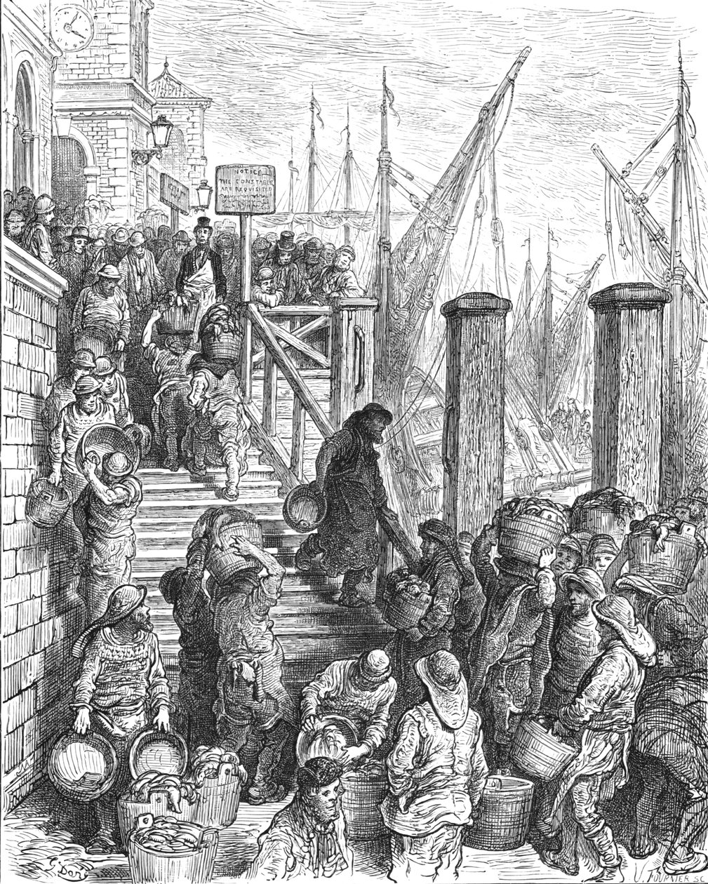 „Billingsgate – A halak partraszállása”, 1872. alkotó: Gustave Dore