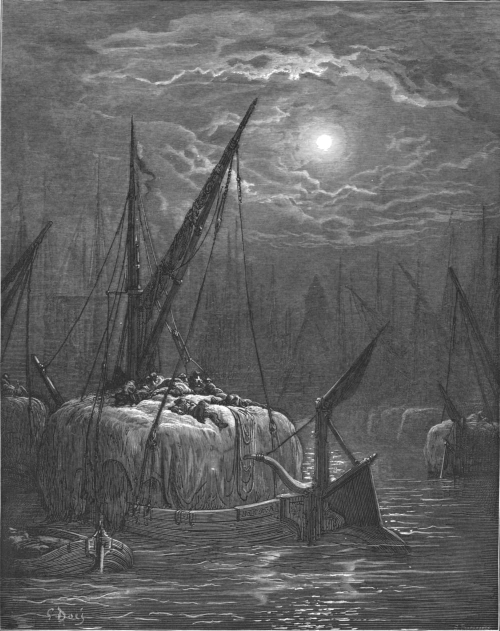 „Hayboat on the Thames”, 1872. alkotó: Gustave Dore