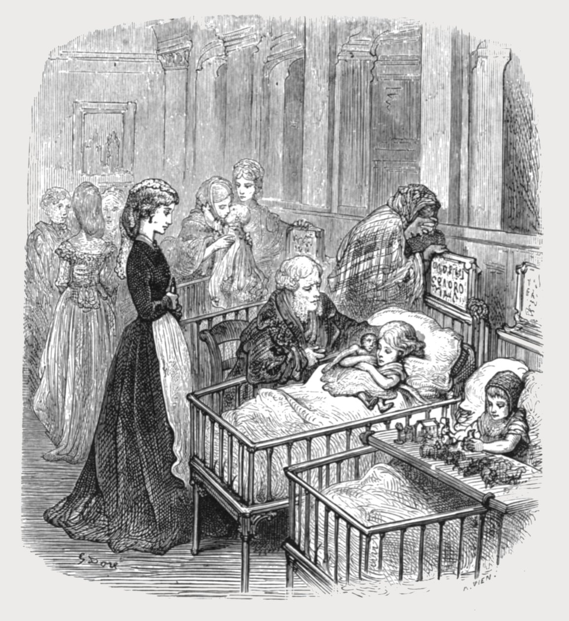„Csecsemőkórházi betegek”, 1872. alkotó: Gustave Dore