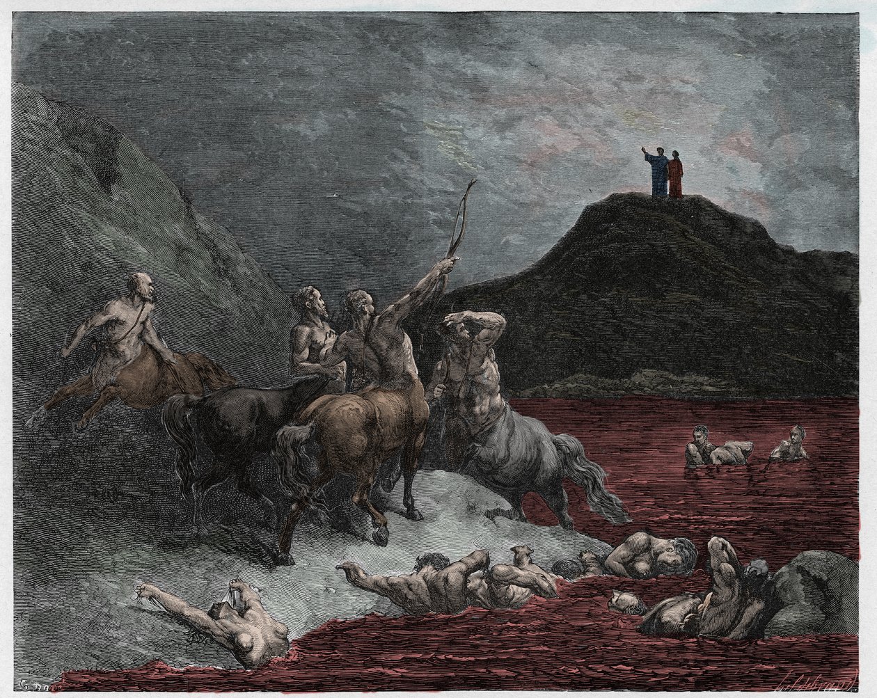 Pokolba, 12. ének: Nessus alkotó: Gustave Dore