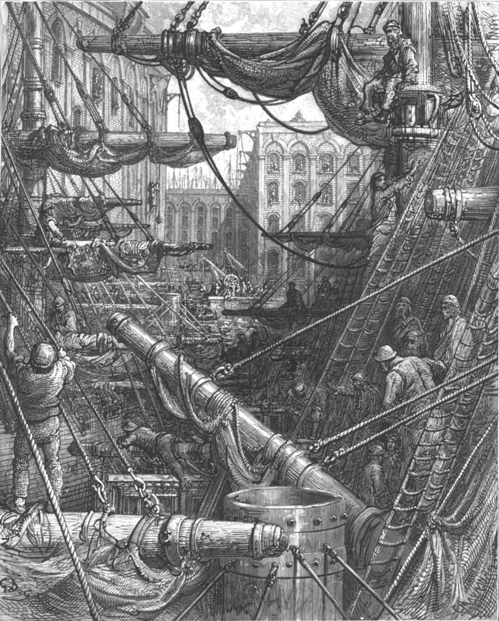 "Inside the Docks", 1872. alkotó: Gustave Dore