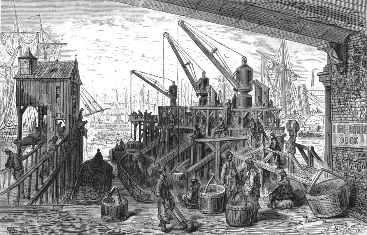 "Limehouse Dock", 1872. alkotó: Gustave Dore