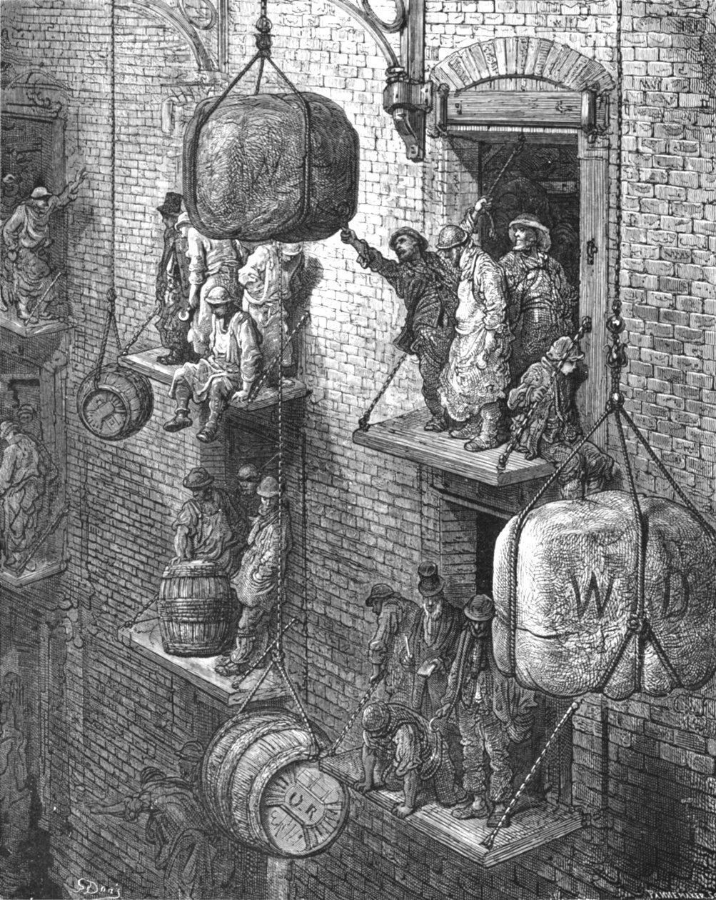 "Raktározás a városban", 1872. alkotó: Gustave Dore