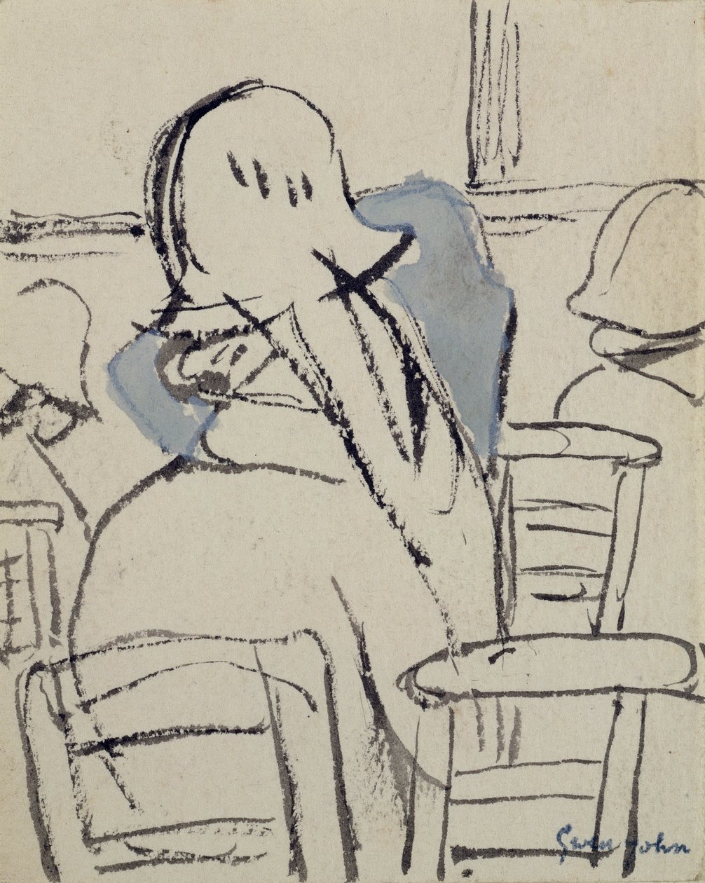 Lányok a templomban (toll, tinta és akvarell, papír) alkotó: Gwen John
