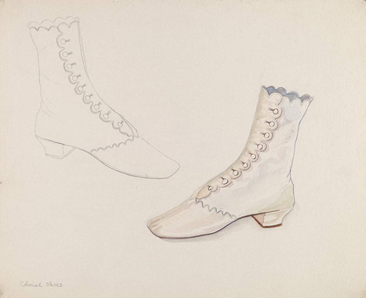 Quaker esküvői cipők, c. 1936. alkotó: Gwyneth King