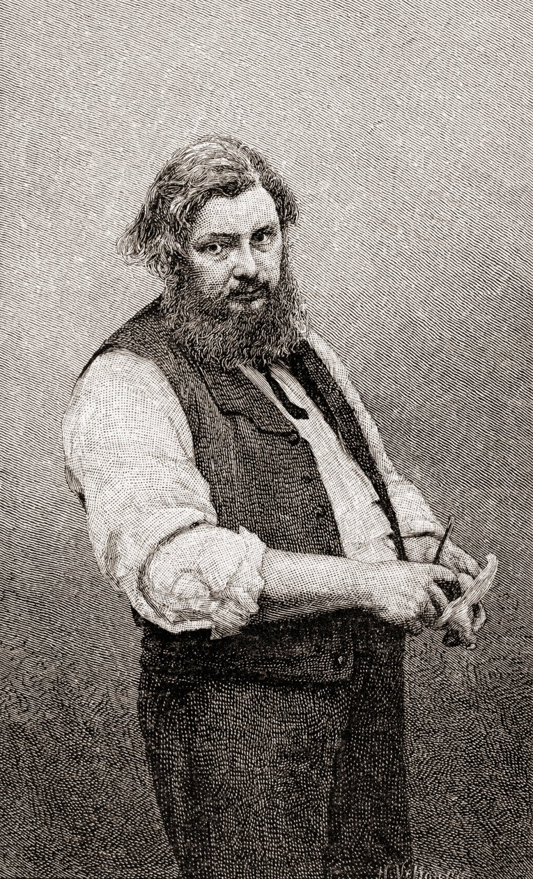 Jean Désiré Gustave Courbet, a The Century Illustrated Monthly Magazine-tól, 1884-ben (fametszet) alkotó: H. Velten