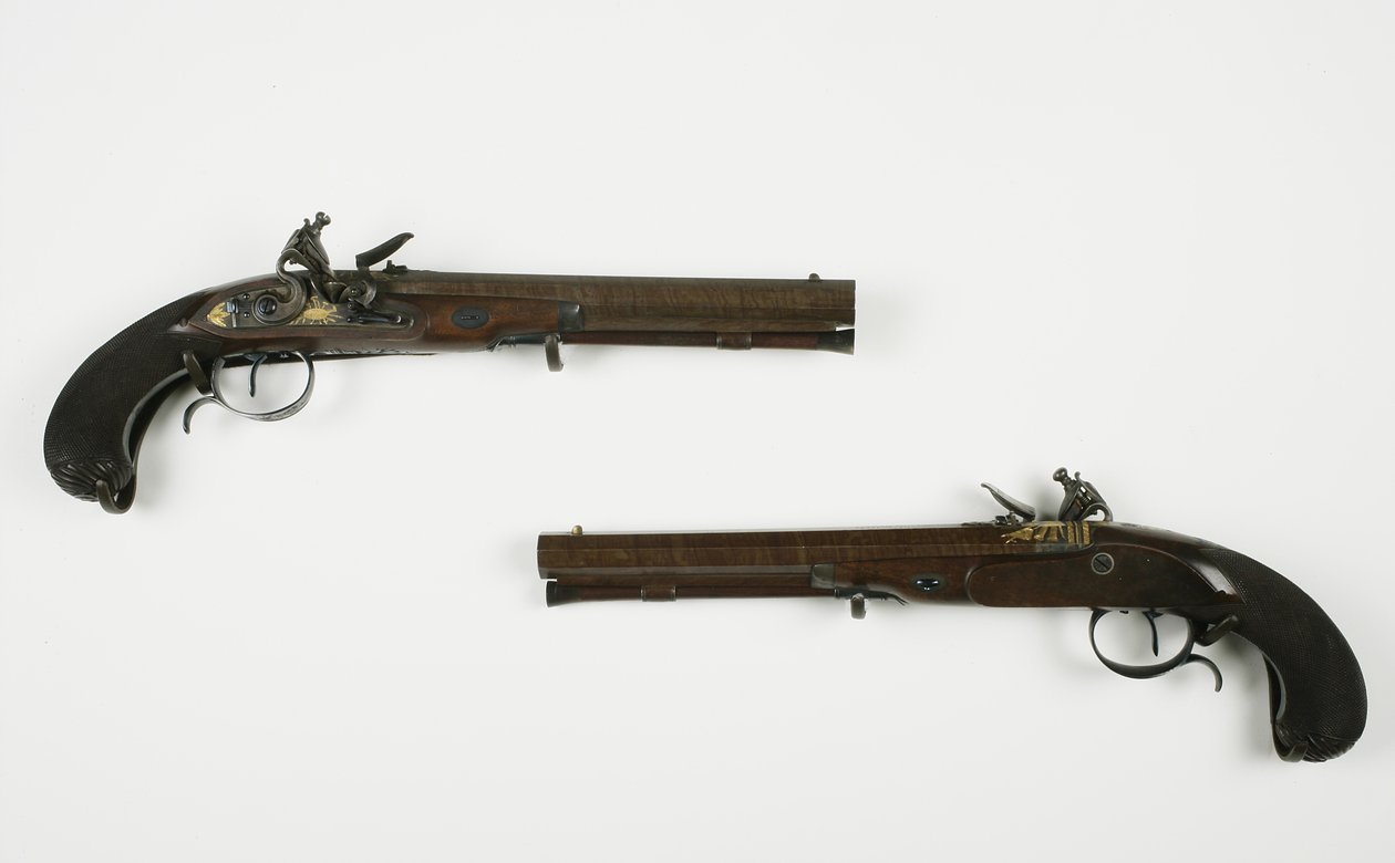 Pár kovás pisztoly, 1780-1800 körül (vegyes technika) alkotó: H.W. Mortimer and Sons