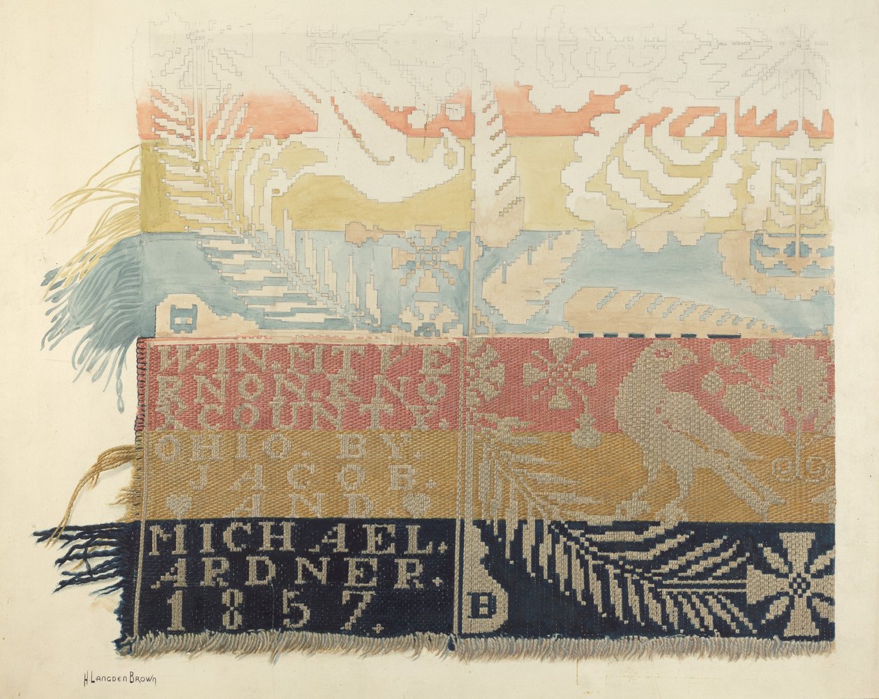 Jacquard takaró alkotó: H. Langden Brown