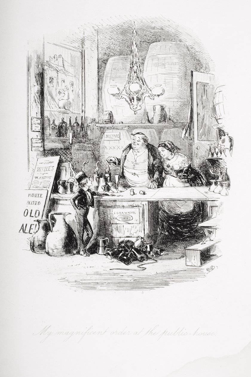 Csodálatos rendelés a nyilvános házban, illusztráció Charles Dickens (1812-70) „David Copperfield” című művéből, amely először 1850-ben jelent meg alkotó: Hablot Knight Browne