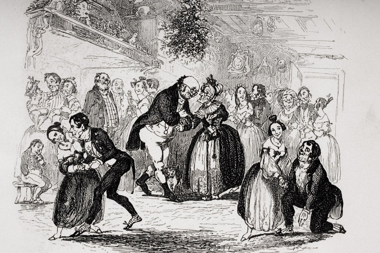 Karácsonyeste Mr. Wardle-nél, illusztráció Charles Dickens (1812-70) 