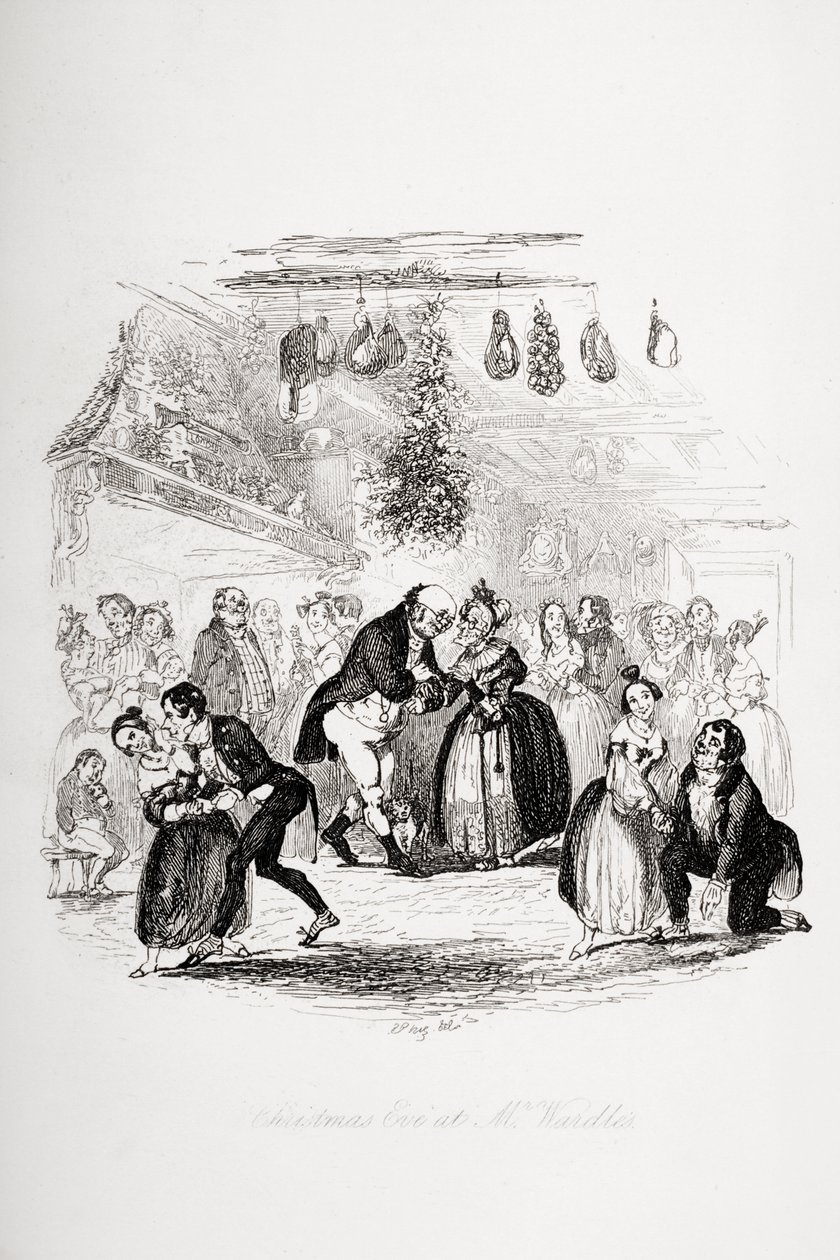 Szenteste Mr. Wardle-nél, Charles Dickens (1812-70) 1837-ben megjelent „The Pickwick Papers” című illusztrációja alkotó: Hablot Knight Browne