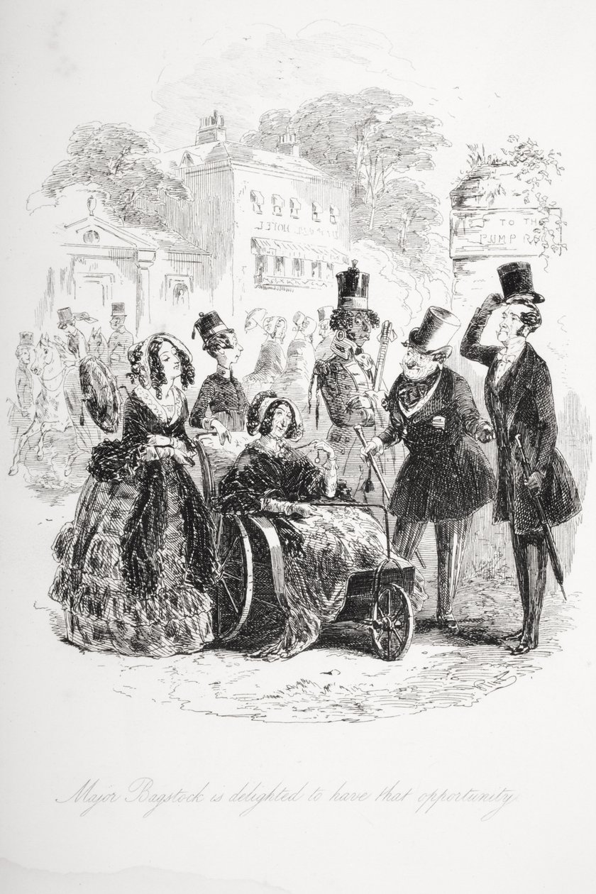 Bagstock őrnagy örül ennek a lehetőségnek. Illusztráció Charles Dickens (1812-70) „Dombey és fia” című művéből, amely először 1848-ban jelent meg. alkotó: Hablot Knight Browne