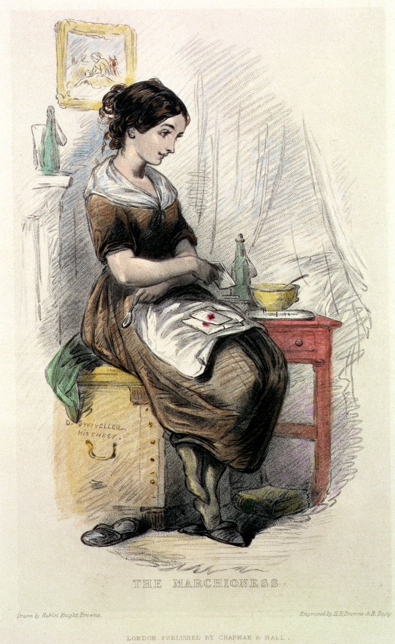 A Marchioness, Charles Dickens (1812-70) "The Old Curiosity Shop" (1841) illusztrációja, Hablot Knight Browne (1815-92) és R. Young metszet (színes metszet) alkotó: Hablot Knight Browne
