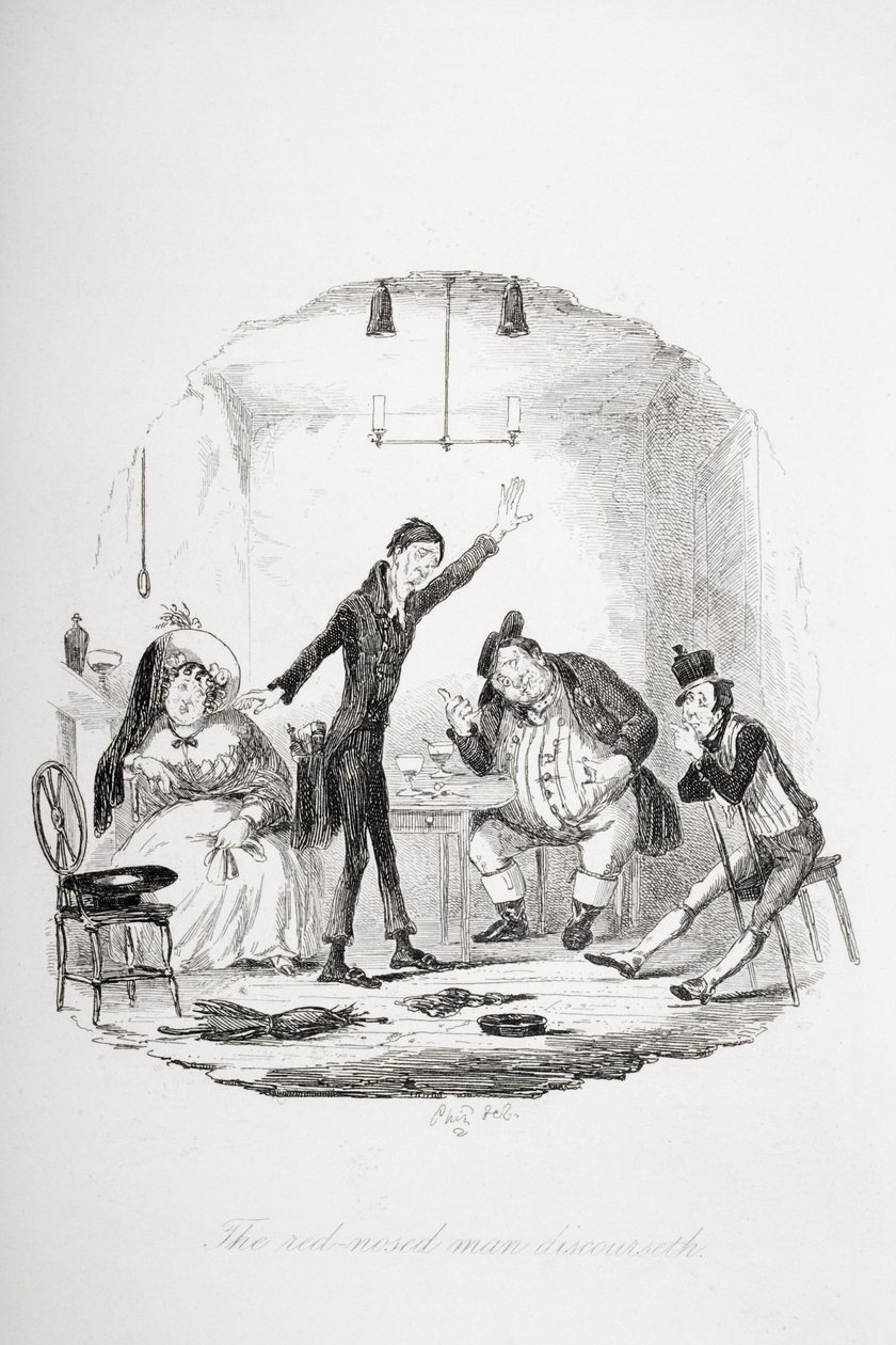 A piros orrú ember beszél, illusztráció Charles Dickens (1812-70) 1837-ben megjelent "The Pickwick Papers" című művéből. alkotó: Hablot Knight Browne