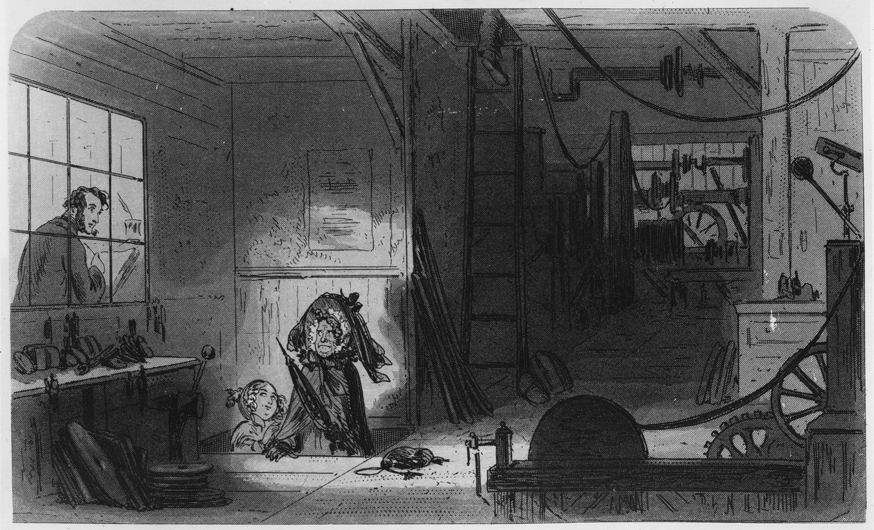 Látogatók a műveknél, illusztráció Charles Dickens „Little Dorrit” című művéből, 1857 alkotó: Hablot Knight Browne