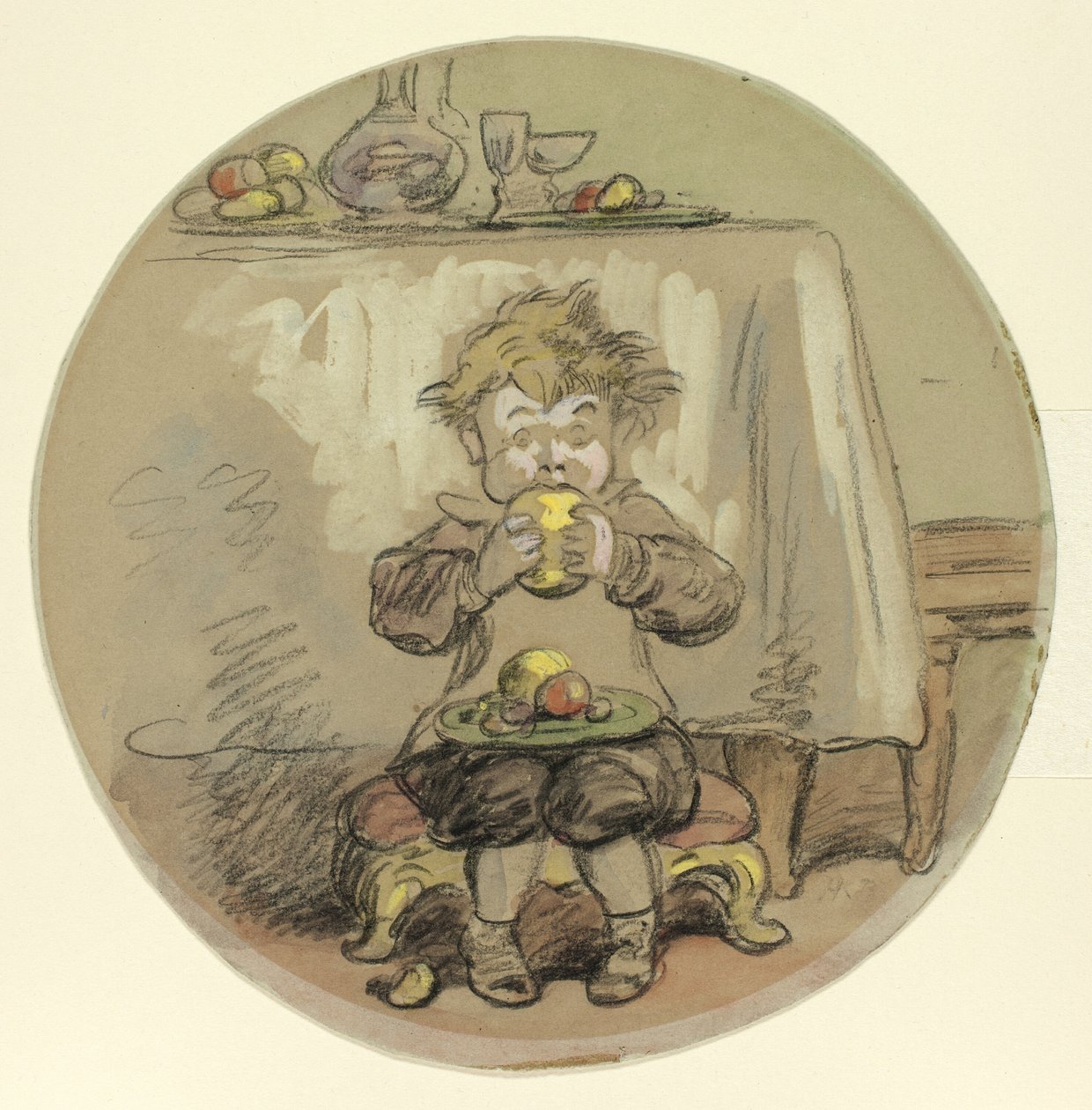 Fiú eszik gyümölcsöt alkotó: Hablot Knight Browne