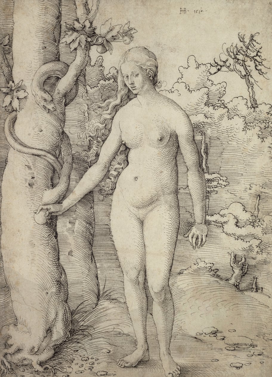 Eve, 1510 (toll és fekete tinta papíron) alkotó: Hans Baldung Grien