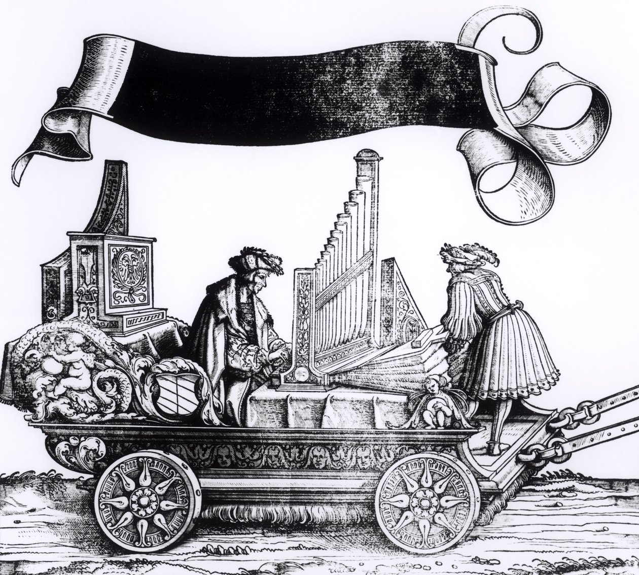 Zenés hintó, Maximilian diadalmenetéből, 1516-18 alkotó: Hans Burgkmair