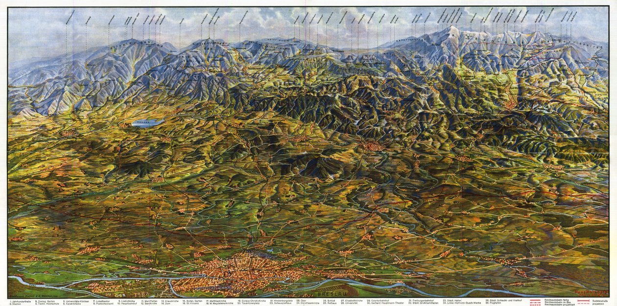 Panoráma Alsó -Sziléziából és Szudétából alkotó: Hans Holzapfel