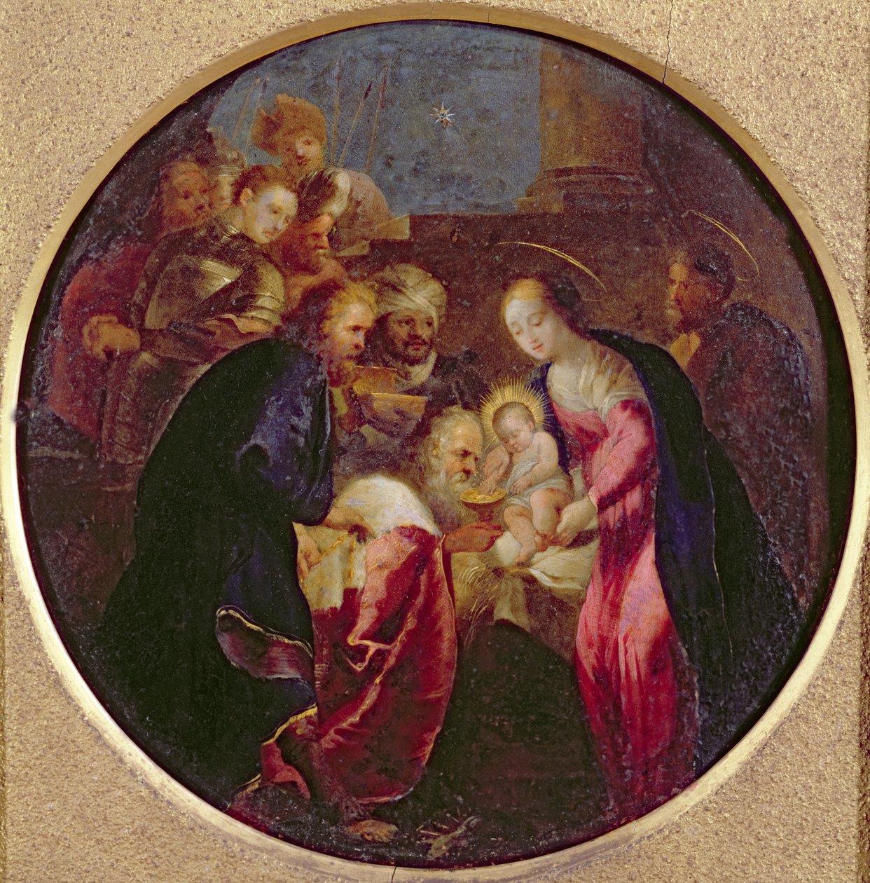 A mágusok imádása, 1600-25 (olaj, réz) alkotó: Hans I or Johann Rottenhammer