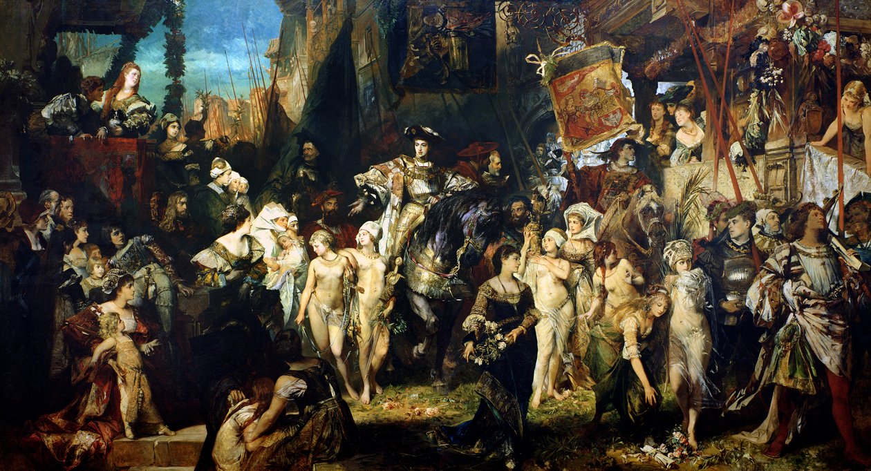 V. Károly császár (1500-58) belépése Antwerpenbe 1520-ban, 1878-ban (lásd még: 141422, 141423 és 141424) alkotó: Hans Makart