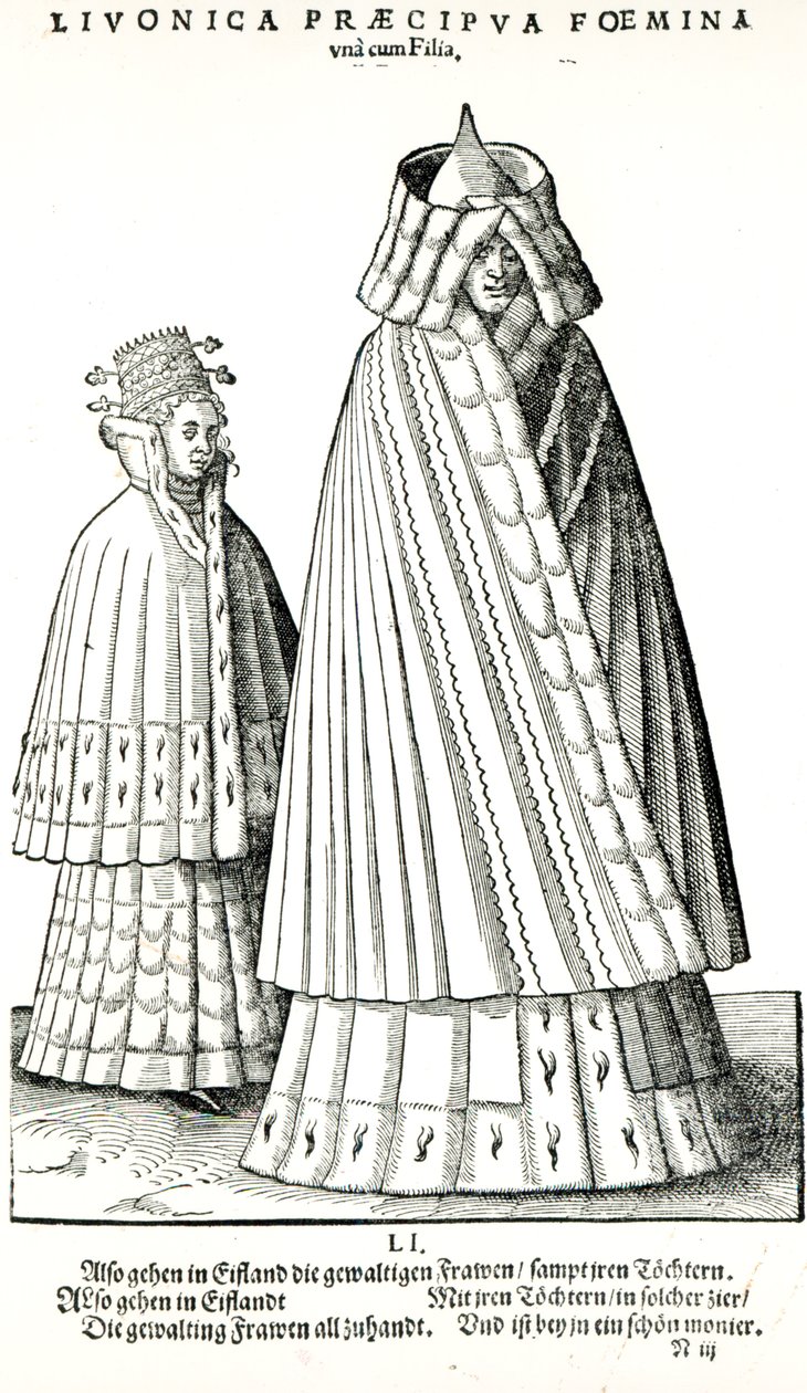 Egy livóniai nemesasszony és lánya jelmezei, 1577 alkotó: Hans Weigel