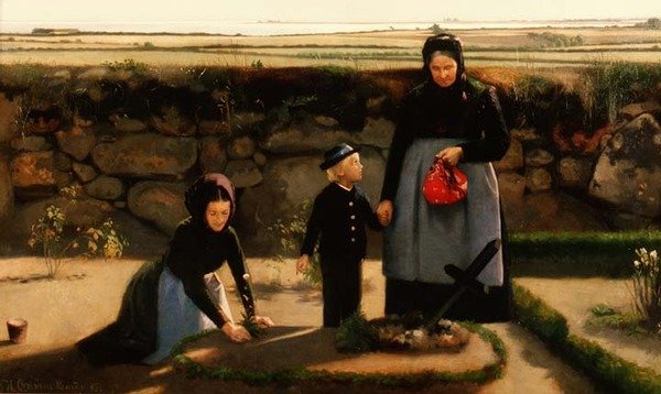 Látogatás a templomkertben alkotó: Hans Christian Hansen