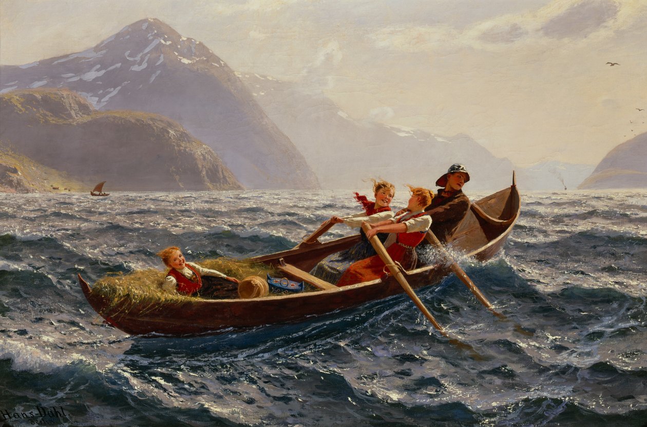 Hajós evezős kirándulás a Sognefjordenben alkotó: Hans Dahl