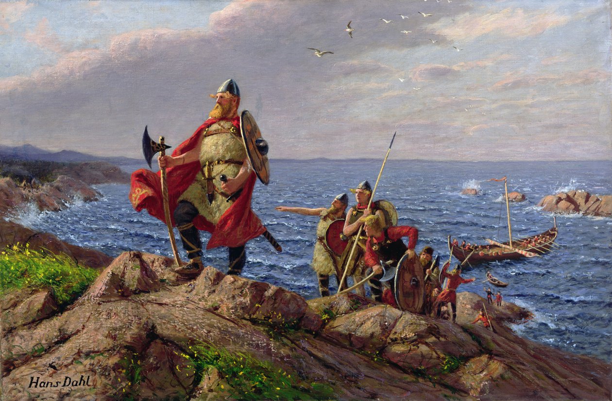 Leif Eriksson felfedezi Amerikát (olaj, vászon) alkotó: Hans Dahl