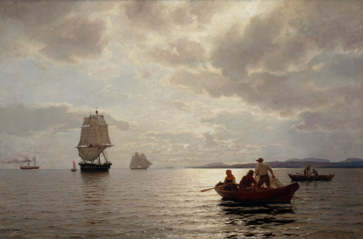 Az oslói fjord felől alkotó: Hans Gude
