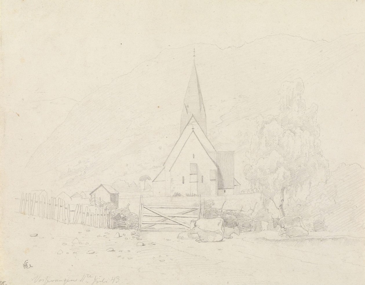 Vossevangen a Voss templommal alkotó: Hans Gude