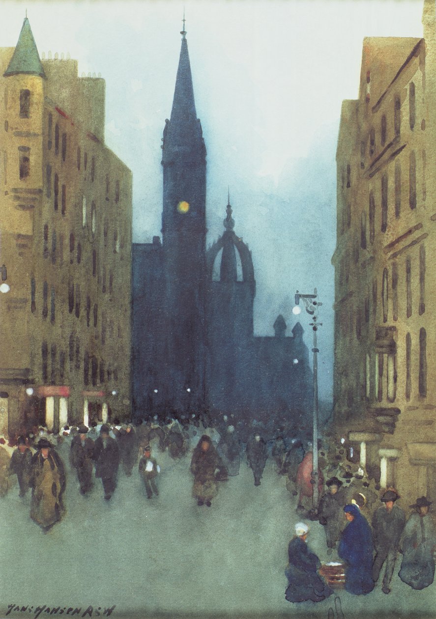 High Street, Edinburgh (olaj, vászon) alkotó: Hans Hansen