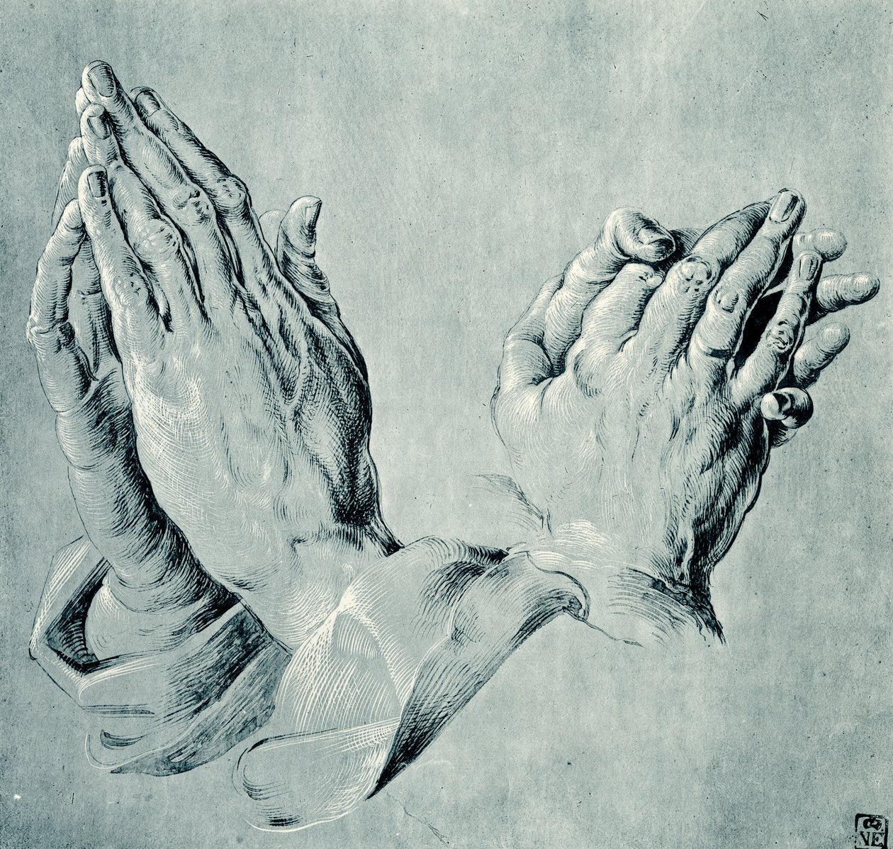 A kezek tanulmányozása Dürer után alkotó: Hans Hoffmann